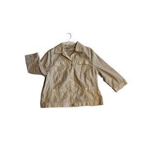 SIZE 16P ALLISON DALEY KHAKI COLOR BUTTON UP COLLARED SHIRT WORKWEAR OFFICE